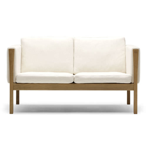 Divano contemporaneo - CH162 - Carl Hansen & Son - in pelle / bianco / di Hans J. Wegner