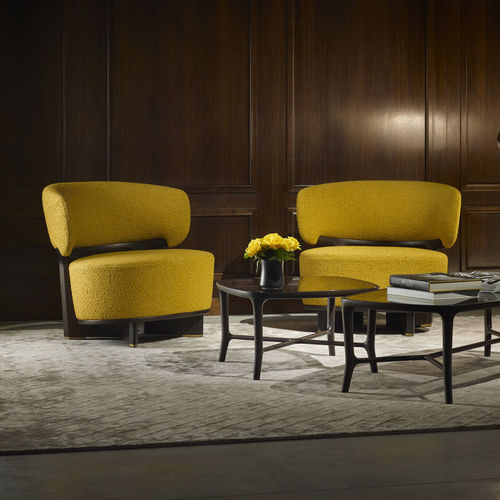 Poltrona contemporanea - ICOLOUNGE - CECCOTTI COLLEZIONI - in tessuto / in pelle / in noce americano