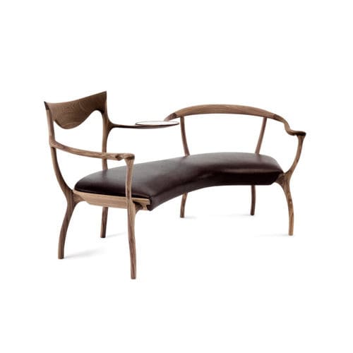Panca design organico - D.R.D.P. - CECCOTTI COLLEZIONI - in noce americano / in tessuto / con schienale