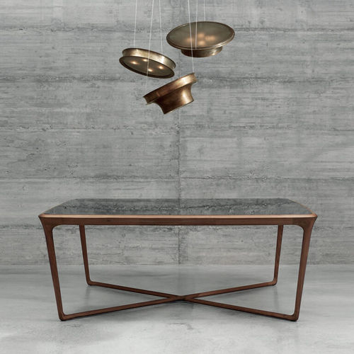 Tavolo contemporaneo - OBI  - CECCOTTI COLLEZIONI - in legno compensato / in vetro / con supporto in noce americano