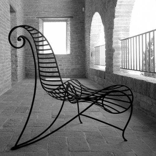 Chauffeuse design originale - SPINE - CECCOTTI COLLEZIONI - in ferro / blu / nera