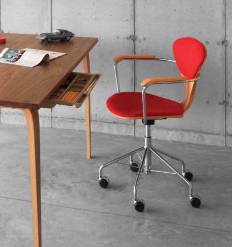 Sedia da ufficio contemporanea - SWAC  - Cherner - in faggio / in compensato stampato / in noce