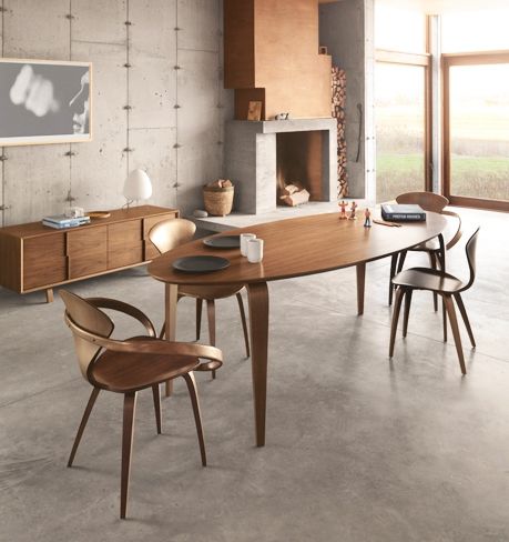 Tavolo da pranzo contemporaneo - CDT series - Cherner - in compensato stampato / con supporto in compensato / ovale