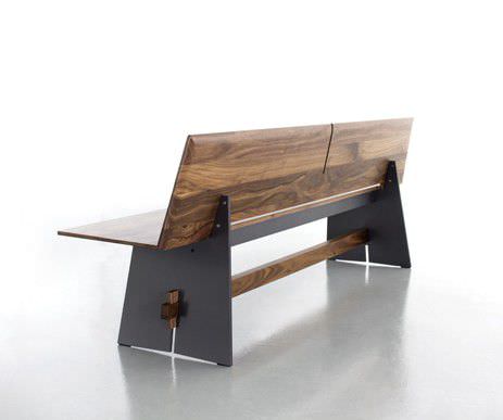 Panca da giardino contemporanea - TENSION - Conmoto - in teak / in HPL / con schienale