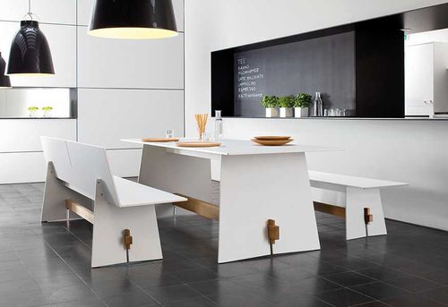 Tavolo da pranzo contemporaneo - TENSION Maly Hoffmann Kahleyss - Conmoto - in HPL / rettangolare / per uso residenziale