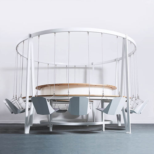 Banco reception rotondo - SWING BAR - Duffy London - in noce / in rovere / in acciaio con rivestimento a polvere