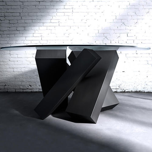 Tavolo design originale - MEGALITH - Duffy London - in acciaio con rivestimento a polvere / con supporto in acciaio termolaccato / rotondo