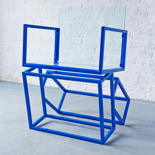 Sedia design originale - MONOLITH  - Duffy London - da interno / in acciaio inossidabile lucido / a slitta