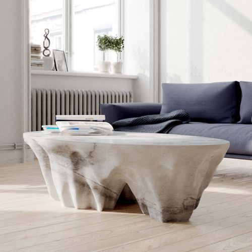 Tavolino basso contemporaneo - Monument Valley - Duffy London - in marmo / con supporto in marmo / ovale