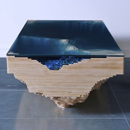 Tavolino basso design originale - Abyss - Duffy London - in vetro / con supporto in legno / rettangolare