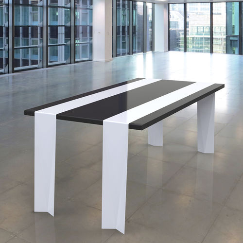 Tavolo da pranzo contemporaneo - RUNNER  - Duffy London - in noce / in legno massiccio / in acciaio inossidabile lucido