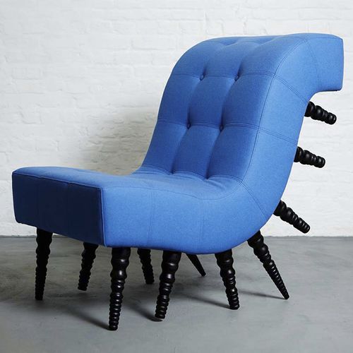Chauffeuse design originale - MILLI - Duffy London - in lana / in legno / blu