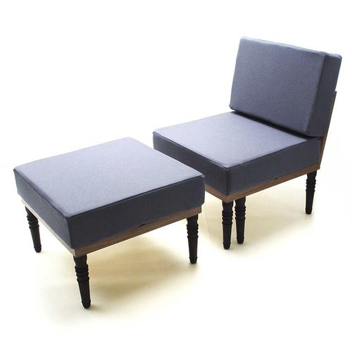 Pouf classico - Duffy London - in lana / in legno / quadrato