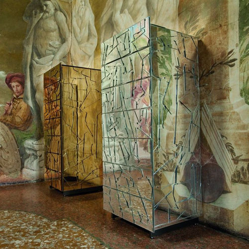 Cassettiera contemporanea - SCRIGNO - edra - in legno laccato / in acciaio / in vetro