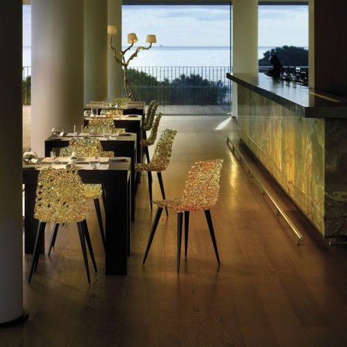 Sedia design originale - GINA - edra - da interno / in policarbonato / con supporto in legno verniciato