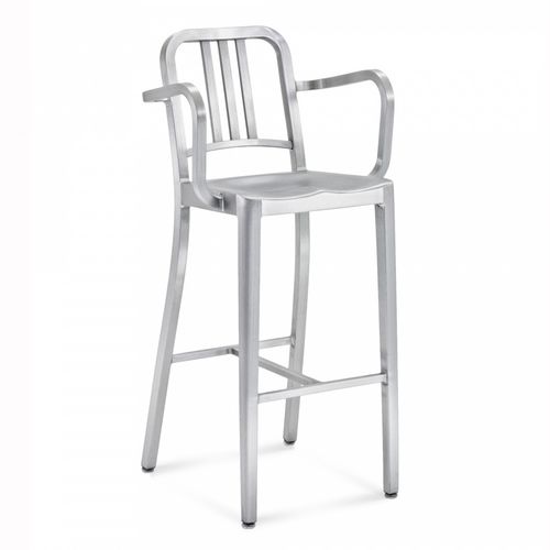 Sedia alta contemporanea - NAVY® : 1006 30A - emeco - in alluminio / per uso residenziale / con braccioli