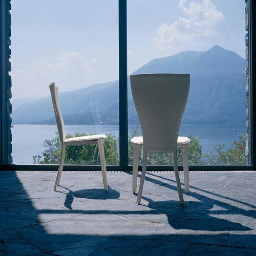 Sedia contemporanea - CARLOTTA - ENRICO PELLIZZONI - da interno / in pelle / con supporto in acciaio