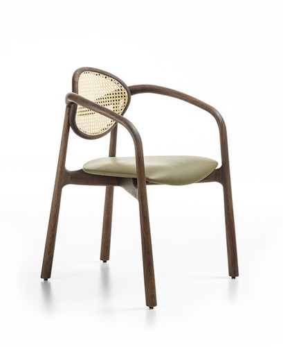 Poltrona contemporanea - MARLENA - ENRICO PELLIZZONI - in pelle / in legno massiccio / in noce