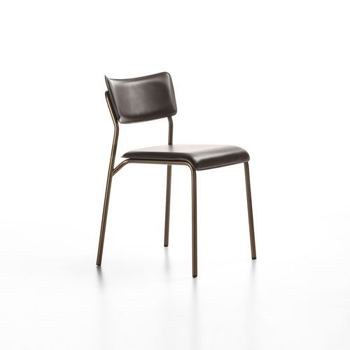Sedia contemporanea - ISOTTA - ENRICO PELLIZZONI - da interno / in pelle / con supporto in metallo