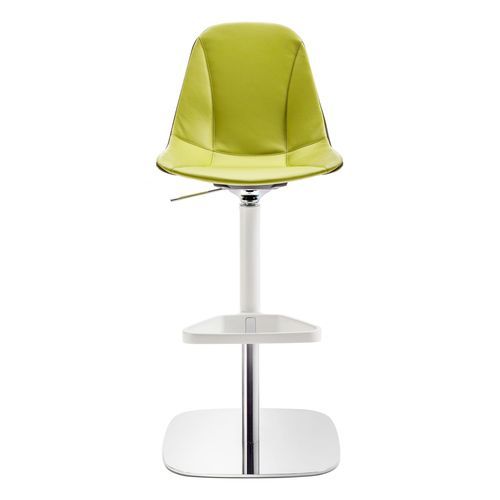 Sgabello da bar contemporaneo - COUTURE - ENRICO PELLIZZONI - in pelle / con supporto in alluminio / con base centrale