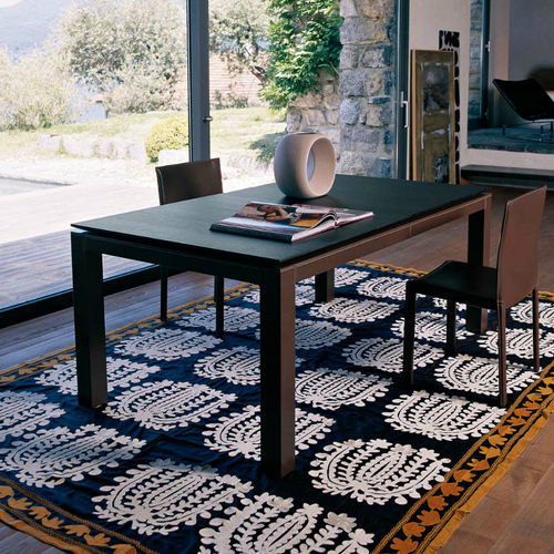 Tavolo contemporaneo - ABACO - ENRICO PELLIZZONI - in pelle / in rovere / in vetro fumè
