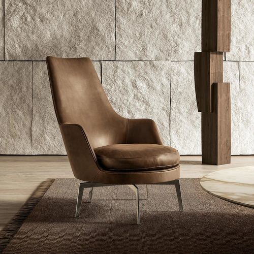 Poltrona moderna - GUSCIOALTO - FLEXFORM - in pelle / in poliuretano / bergère