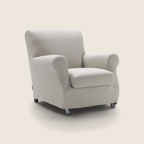 Poltrona contemporanea - NONNAMARIA - FLEXFORM - in pelle / in legno / sfoderabile