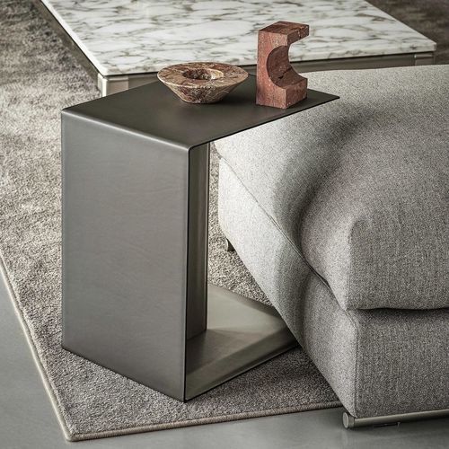 Tavolino basso contemporaneo - PLAIN - FLEXFORM - in metallo / in pelle / rettangolare