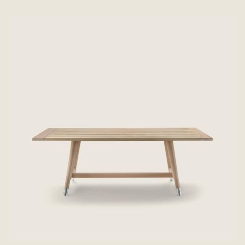 Tavolo da pranzo contemporaneo - DESCO OUTDOOR - FLEXFORM - in iroko / in pietra / con supporto in iroko