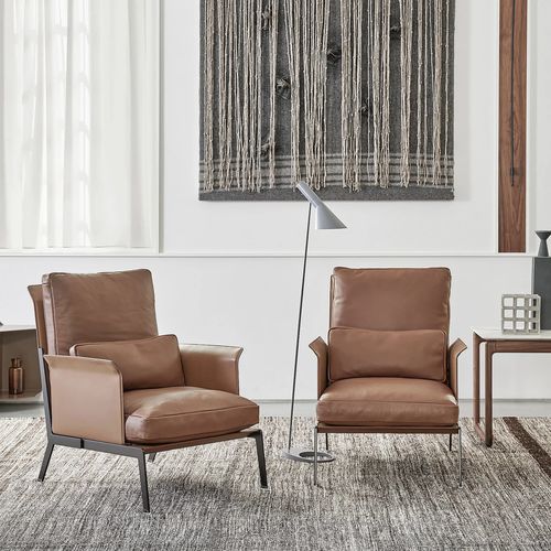 Poltrona moderna - HAPPY-HOUR - FLEXFORM - in pelle / in schiuma di poliuretano / in metallo