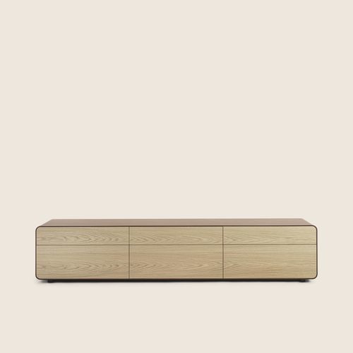 Cassettone contemporaneo - CLARENCE - FLEXFORM - in pelle / impiallacciato in legno / con contenitore