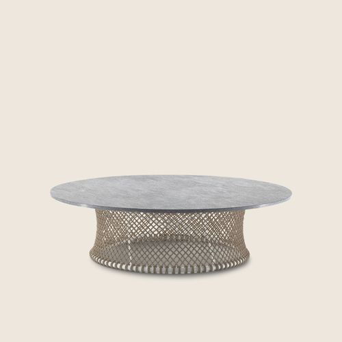 Tavolino basso contemporaneo - OASIS - FLEXFORM - in vetro temprato / con supporto in acciaio inossidabile / rotondo