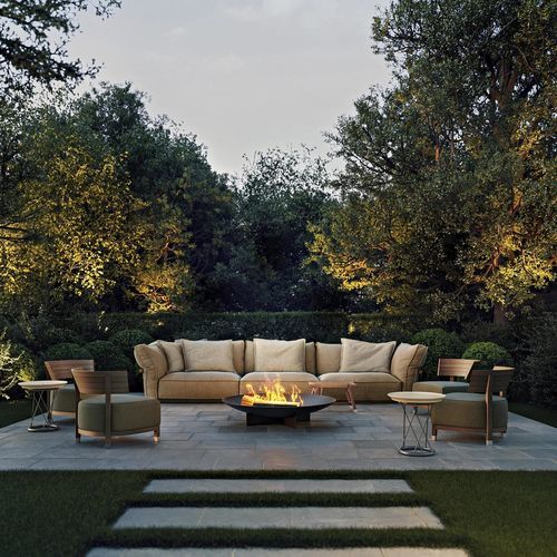 Sedia da giardino moderna - THOMAS OUTDOOR - FLEXFORM - per esterni / in metallo / in legno compensato