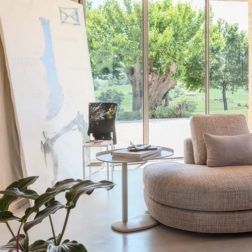 Tavolo d'appoggio contemporaneo - VICTORIA - Flou - in metallo / con supporto in legno / ovale