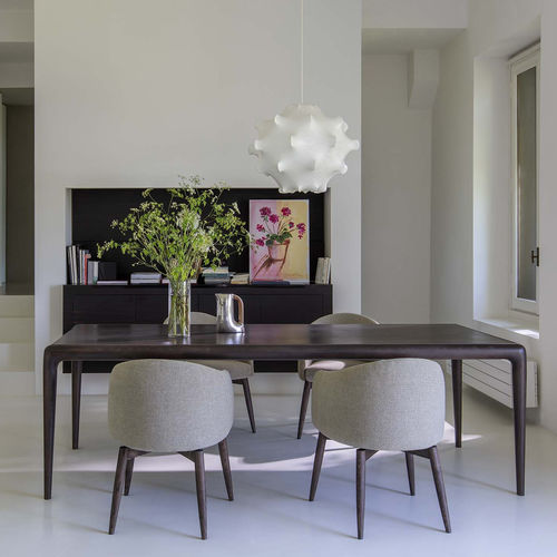 Tavolo da pranzo contemporaneo - GAUDÍ - Flou - in vetro / con supporto in legno massiccio / rettangolare