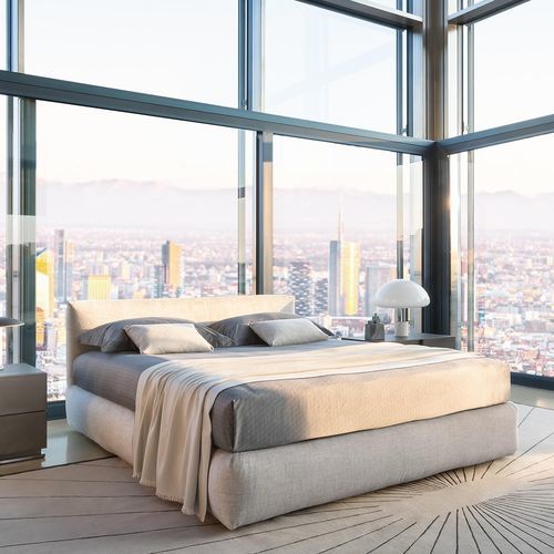 Letto contemporaneo - MERKURIO - Flou - matrimoniale / singolo / imbottito