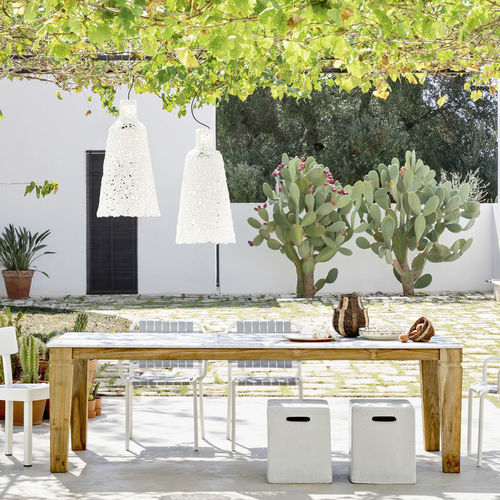 Tavolo da pranzo contemporaneo - JEKO - GERVASONI - in marmo / con supporto in teak / rettangolare