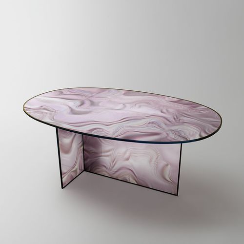 Tavolo contemporaneo - LIQUEFY  - GLAS ITALIA - in cristallo / ovale / per uso contract