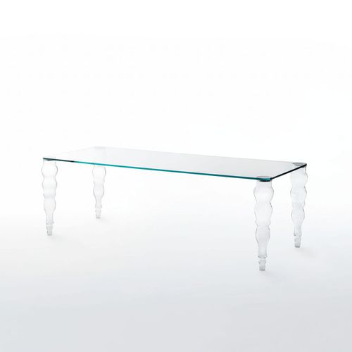 Tavolo contemporaneo - POST MODERN  - GLAS ITALIA - in vetro laccato / rettangolare / rotondo