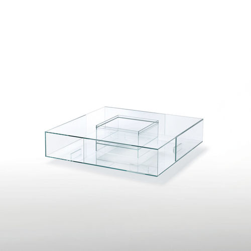 Tavolino basso contemporaneo - SEASONS  - GLAS ITALIA - in vetro / quadrato / con fioriera