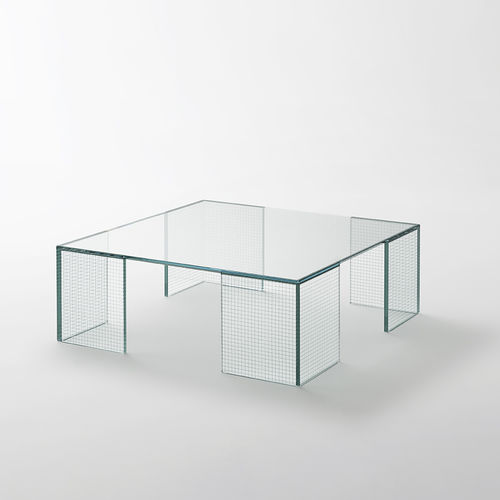 Tavolino basso contemporaneo - GRID - GLAS ITALIA - in vetro / rettangolare / quadrato