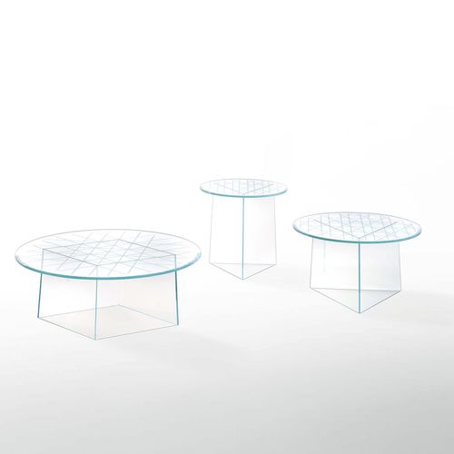 Tavolino basso contemporaneo - TWINKLE - GLAS ITALIA - in vetro / rotondo / per uso residenziale