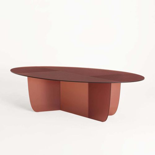 Tavolino basso contemporaneo - AKUR - GLAS ITALIA - in vetro / con supporto in vetro / ovale