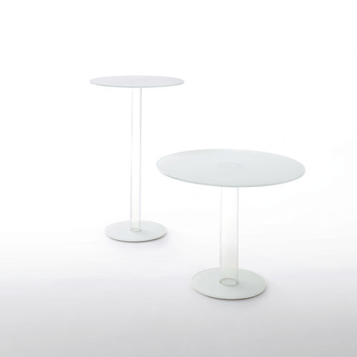 Tavolo da bistrot contemporaneo - HUB  - GLAS ITALIA - in vetro temprato / in vetro laccato / rotondo