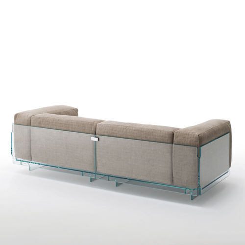 Divano contemporaneo - CRYSTAL LOUNGE  - GLAS ITALIA - in tessuto / bianco / con supporto in vetro