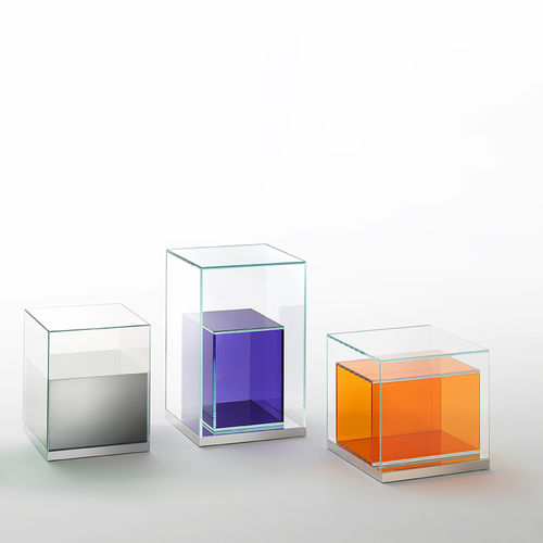 Tavolo d'appoggio contemporaneo - BOXINBOX - GLAS ITALIA - in vetro / in acciaio inossidabile lucido / quadrato