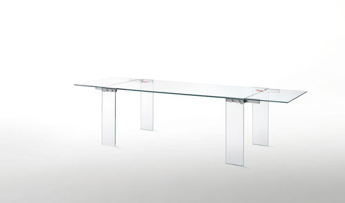 Tavolo contemporaneo - NAKED  - GLAS ITALIA - in vetro / rettangolare / allungabile