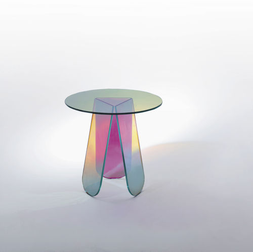 Tavolino basso contemporaneo - SHIMMER  - GLAS ITALIA - in vetro / rotondo / ovale