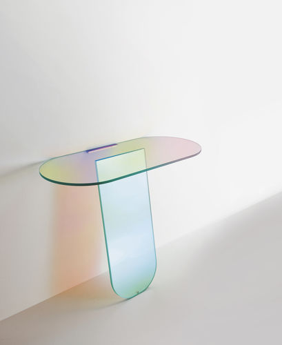 Consolle contemporanea - SHIMMER  - GLAS ITALIA - in vetro / ovale / da parete