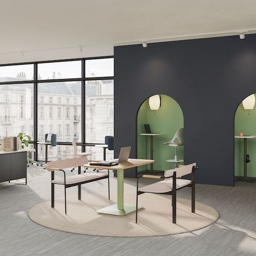 Panca design minimalista - BETWIXT  - Herman Miller - in legno / in tessuto / in acciaio